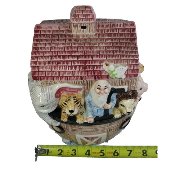 Noah's Ark Ceramic Cookie Jar Wang's International Inc Multi Color Dove Animals - Picture 5 of 7